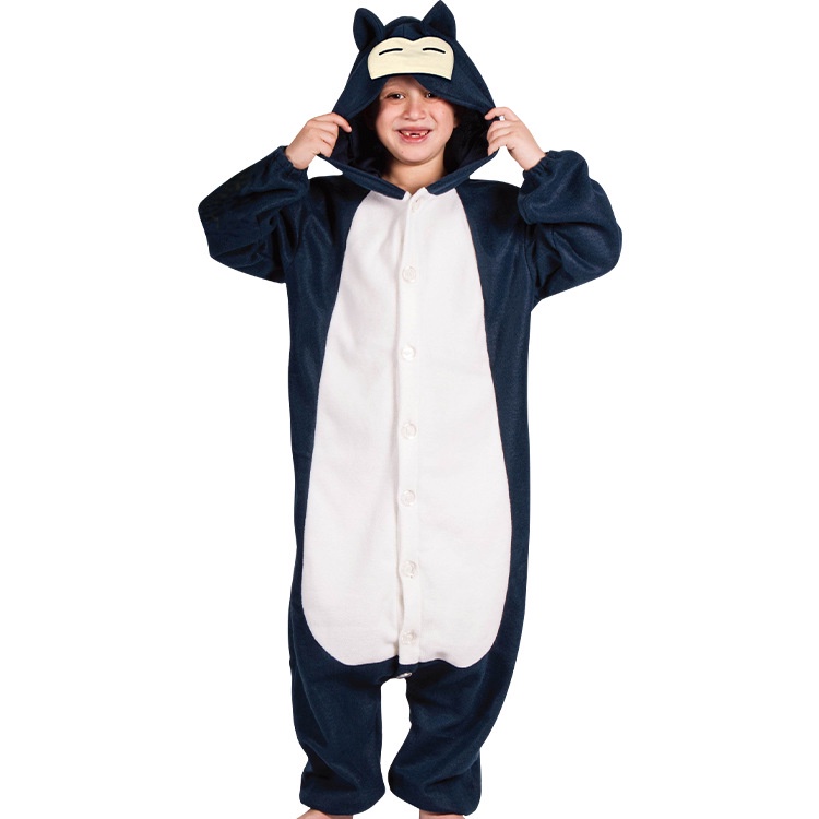 อะนิเมะ Pokemon Kigurumi Snorlax เครื่องแต่งกาย Onesie เด็กการ์ตูนคอสเพลย์ชุด Hooded Jumpsuit Unisex
