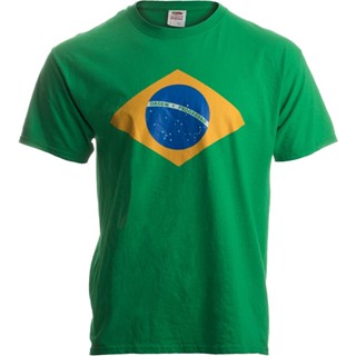 เสื้อยืดพิมพ์ลาย2023เสื้อยืดผ้าฝ้ายธงชาติบราซิล | เสื้อยืด พิมพ์ลาย Bandeira do Brasil สไตล์บราซิล สีเขียว แฟชั่นฤดูร้อน