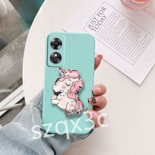 พร้อมส่ง เคสโทรศัพท์มือถือ ซิลิโคนนิ่ม TPU ลายการ์ตูนยูนิคอร์นน่ารัก พร้อมที่ตั้งวาง สําหรับ OPPO A58 4G A78 A98 Reno10 Pro+ Reno 10 Pro 5G RENO10Pro