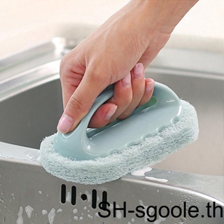 Cleaning Brush Tiles Bathtub Dish Multifunctional Handle Ceramic Decontamination Sturdy Kitchen Sponge Tools Pink