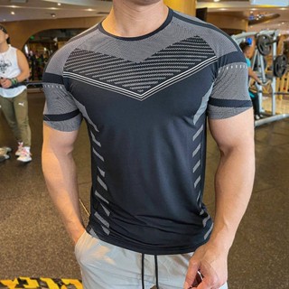 Workout Clothes Short-Sleeved T-shirt Mens New Summer Thin Running Quick Drying Clothes High Elastic Ice Silk Breathable Exercise Top oY3h