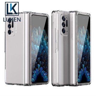 Luken 3in1 เคสบานพับเกราะ พลาสติกแข็ง กันกระแทก พร้อมฟิล์มกระจกกันรอยหน้าจอ สําหรับ OPPO Find N