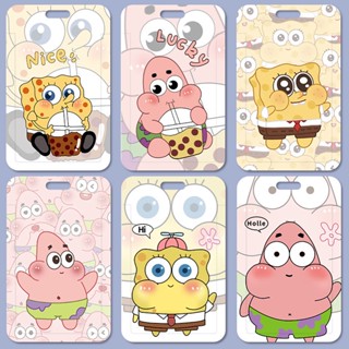 กระเป๋าใส่บัตรประจําตัว แบบแข็ง ลายการ์ตูน Spongebob and Patrick Star DIY สําหรับนักเรียน โรงเรียน