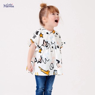 มาใหม่ เสื้อยืด ผ้าฝ้ายถัก ลาย Little maven แฟชั่นฤดูร้อน สําหรับเด็ก -0316 2023