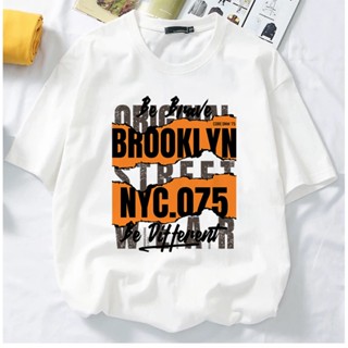 &lt;myBHAJU&gt; BROOKLYN NYC grafik tees OOTD T-shirt lengan pendek perempuan lelaki wanita kain cotton short sleeve wome_03