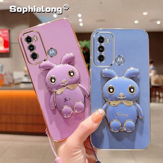 เคสโทรศัพท์มือถือ แบบนิ่ม ลายกระต่าย พร้อมสายคล้อง สําหรับ Motorola Moto G60S G60 G40 Fusion G50 G42