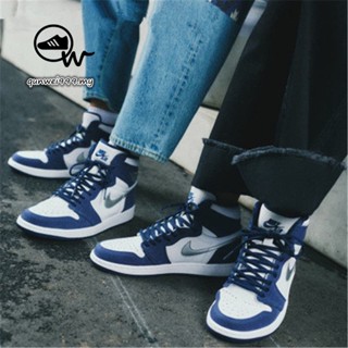 Qu230316 N8866k Air Jordan 1 Og Aj1 รองเท้าผ้าใบลําลอง สําหรับผู้ชาย ผู้หญิง สีฟ้า เหมาะกับการเล่นกีฬา บาสเก็ตบอล N8866k