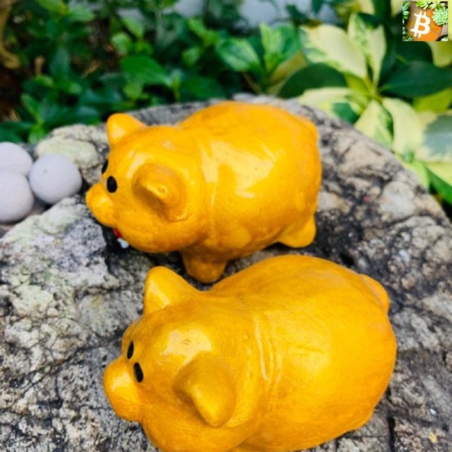 Bitcoin หมู ปูนปั้น จัดสวน 1 คู่