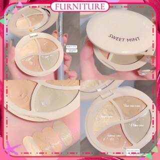 ♕Sweet Mint 4-Color Concealer Palette Full Cover Spot Tear Trench สีดำวงกลม Pore Ance Smooth กันน้ำ Long Lasting Face เครื่องสำอาง Wfuture♕