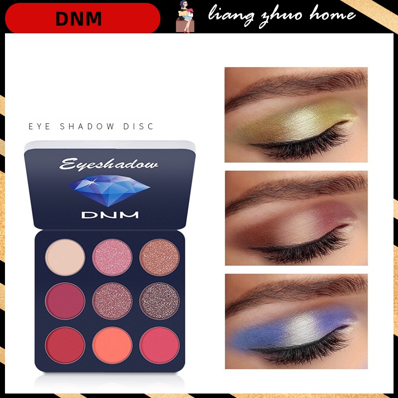 Dnm พาเลตต์อายแชโดว์ เนื้อแมตต์ กลิตเตอร์ ชิมเมอร์ สีน้ําตาลนีออน สีม่วง 9 สี