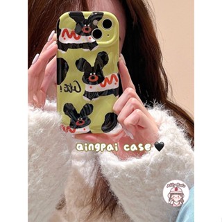 เคสโทรศัพท์มือถือ TPU นิ่ม กันกระแทก ปิดด้านหลัง ลายภาพวาดสีน้ํามัน รูปลูกสุนัข และไส้กรอก สีเขียวเข้ม สําหรับ IPhone 14 Pro Max 13 12 11 Pro Max