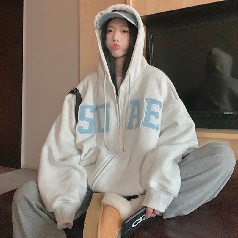 ส่งไวจากไทย TAYCEN เสื้อฮู้ด เย็บปักถักร้อย แขนยาว สไตล์เกาหลี โอเวอร์ไซซ์ สำหรับผู้หญิง