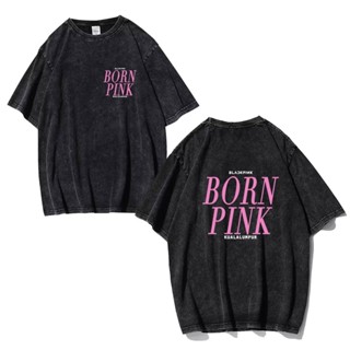 KPOP BLACKPINK BORN PINK Rose Kim Jisoo LISA Jennie Round Neck Cotton T Short Sleeve Cotton T Casual Top Mens/Womens