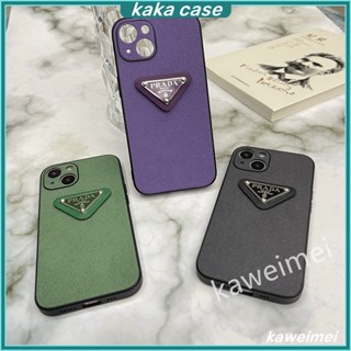 เคสโทรศัพท์มือถือหนังนิ่ม ขอบตรง ลายโลโก้ Prada สําหรับ iPhone 14 Pro Max 13 12 Pro Max iP11 X Xr Xs Max