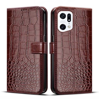 เคสโทรศัพท์มือถือ หนัง PU แบบฝาพับ ลายหนังจระเข้ สําหรับ OPPO Find X5 X5 Pro