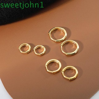 Sweetjohn ต่างหูห่วงกลมสีทองสําหรับผู้หญิง 6 มม . / 8 มม . / 10 มม . / 12 มม .