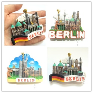 Berlin Germany สติกเกอร์แม่เหล็กติดตู้เย็น เรซิน ลายเพ้นท์มือ 3D สไตล์เยอรมนี สําหรับตกแต่งตู้เย็น นักท่องเที่ยว เก็บสะสม