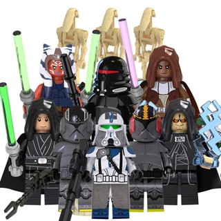 ของเล่นตัวต่อฟิกเกอร์ Space Wars Ahsoka Mace Windu Luke Skywalker with Baby Yoda Palpatine Commander Blackout ขนาดเล็ก สําหรับเด็ก