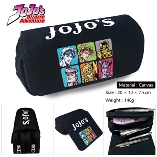 กระเป๋าดินสอ ผ้าแคนวาส ลายการ์ตูน JoJos Bizarre Adventure 3 มิติ แบบพกพา สีดํา เหมาะกับของขวัญ สําหรับนักเรียน