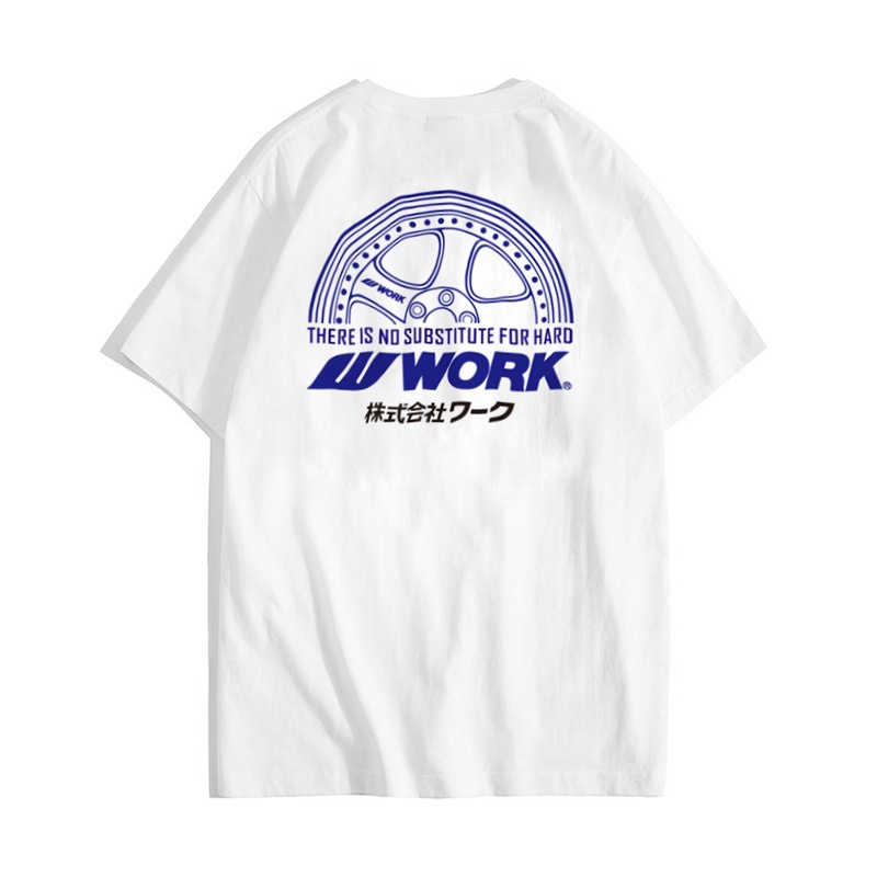 เสื้อยืดล้อทํางาน Attitude JDM ดัดแปลงวัฒนธรรมแขนสั้น MEISTER S1R คอลูกเรือหลวมเทรนด์ผ้าฝ้ายเสื้อยืด