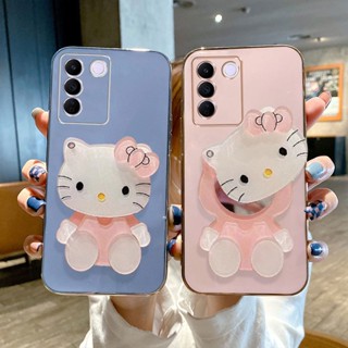 เคสโทรศัพท์มือถือนิ่ม ป้องกันกล้อง พร้อมกระจกแต่งหน้า หรูหรา สําหรับ Vivo V27 V27e V27Pro 5G 2023 V27e V27 Pro 5G