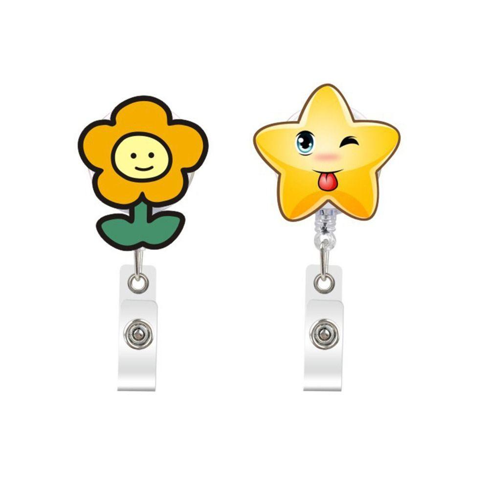 JENNIFERDZ คลิปหนีบบัตรประจําตัว บัตรพยาบาล บัตรเครดิต รูปดอกไม้น่ารัก ยืดหดได้ สําหรับหมอ พยาบาล สํานักงาน