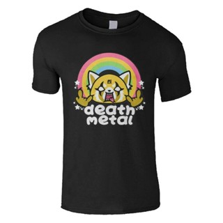 เสื้อยืดลําลอง คอกลม แขนสั้น พิมพ์ลาย Death Metal Aggretsuko Cat Kitten สําหรับผู้ชาย และคู่รัก