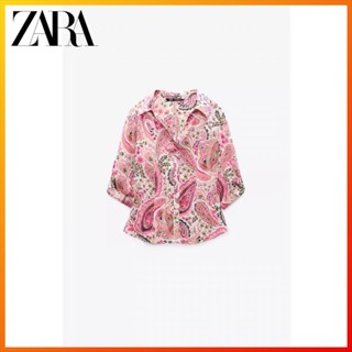 Zara เสื้อเชิ้ต พิมพ์ลาย แฟชั่นฤดูใบไม้ผลิ สําหรับผู้หญิง