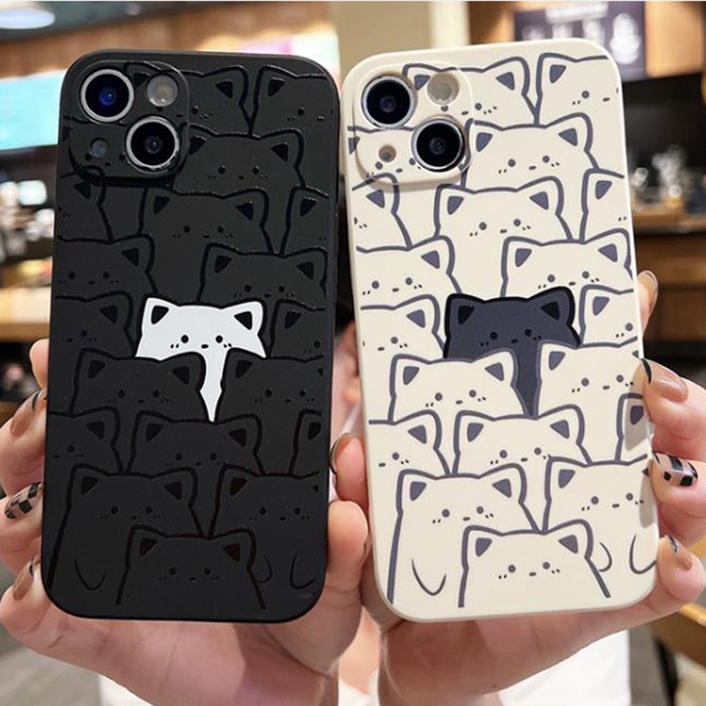 เคส Samsung Galaxy A34 A25 A15 5G A05 A05s A24 A54 A14 A13 A04s 5G A33 A53 A73 A52s เคส Samsung A23 4G A22 A03s LTE A04 A12 A42 A52 4G A32 A03 A02 ฝาครอบนุ่มกันกระแทกแมวดำ
