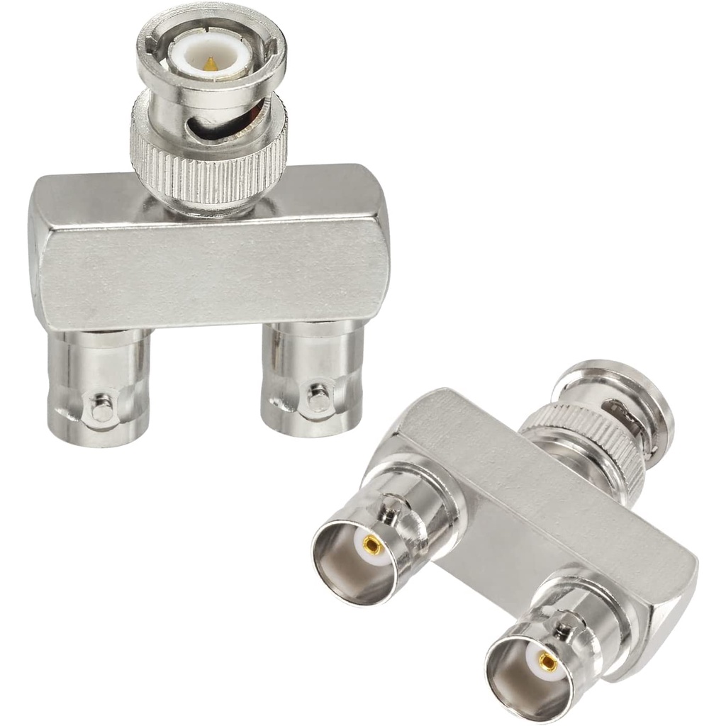 อะแดปเตอร์แยก BNC BNC ชายกับคู่ BNC หญิง Tee ประเภท 3 ทางเสียง RF Coax Connector