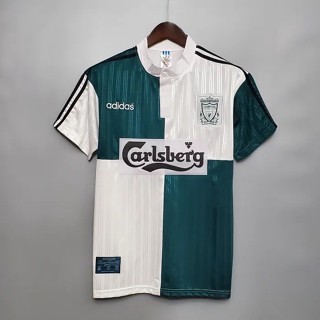 เสื้อกีฬาแขนสั้น ลายทีมชาติฟุตบอล Liverpool Away 1995-96 สไตล์วินเทจ