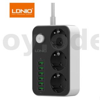 LDNIO SE3631 European Standard Power Strip 3 Outlets with 6 Auto-id USB Multi Electrical Socket EU Plug Board