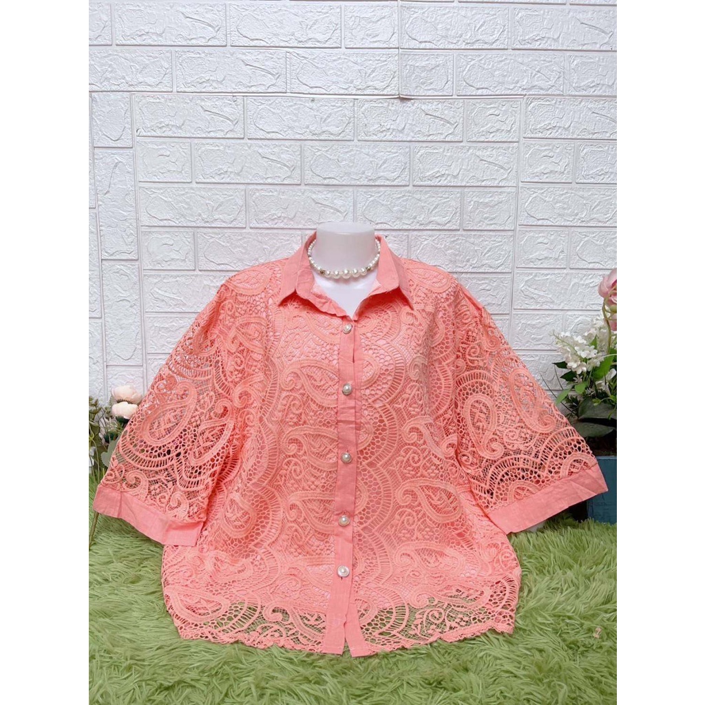 อก50 เสื้อคุณแม่ สาวอวบ ลูกไม้ ไซส์ใหญ่ อก50-56 ใส่ออกงาน คนแก่ คุณป้า ใส่ไปวัด