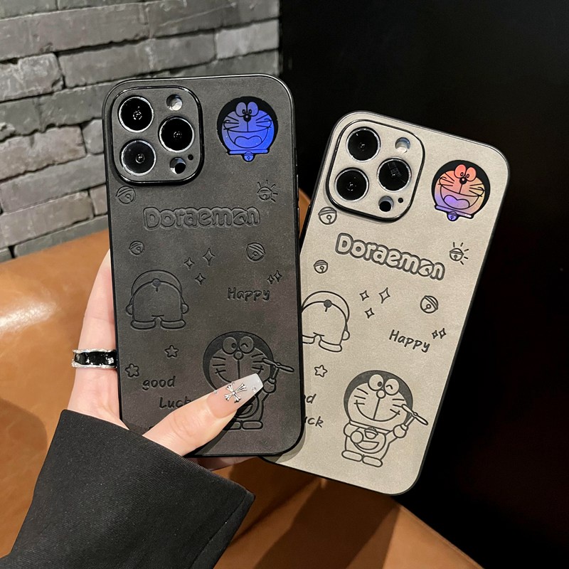 เคสโทรศัพท์มือถือแบบแข็ง ไล่โทนสี ลายโดราเอมอน ไล่โทนสี สําหรับ IPhone 14 15 7 8 Plus 11 12 13 14 15 Pro MAX X XR XS MAX