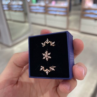 SWAROVSKI [พร้อมส่ง] ชุดเครื่องประดับ แหวน รูปเกล็ดหิมะ สีโรสโกลด์ สําหรับผู้หญิง