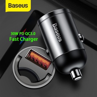 ลำโพง Baseus 30W Car Charger Dual USB Type C Fast Charger PD 4.0 3.0 SCP AFC Quick Charging Mini Adapter