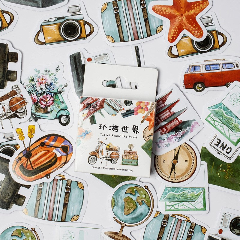 46 ชิ้น Mini ขนาดสมุดภาพสติกเกอร์ Doraking DIY ตกแต่งสติกเกอร์ท่องเที่ยวชุดชีวิตสําหรับ Planners ปฏิทิน Scrapbooking