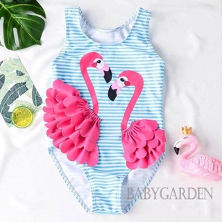 Babygarden-6m-4y ชุดว่ายน้ําวันพีช คอกลม แขนกุด พิมพ์ลายหงส์ 3D สําหรับเด็กผู้หญิง