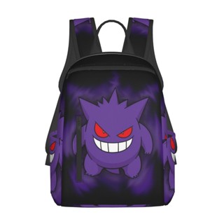 Pokemons Gengar กระเป๋าเป้สะพายหลัง กระเป๋าเดินทาง มีซิป ทนทาน 14.7 นิ้ว สําหรับนักเรียน เดินทาง กลางแจ้ง