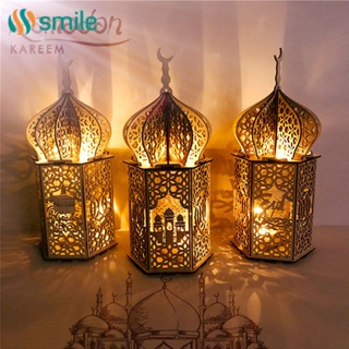 ღ Eid Mubarak เทศกาลโคมไฟรอมฎอน Night Light ไม้ Diy Handmade ตกแต่งของขวัญเครื่องประดับ Eid Mubarak ตกแต่งอิสลามรอมฎอนอุปกรณ์