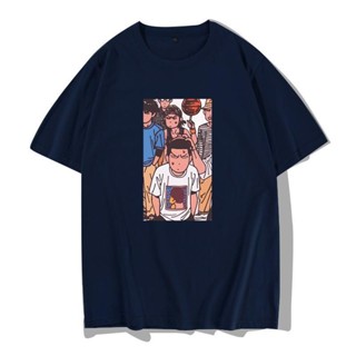 tshirt เสื้อยืดแขนสั้น ผ้าฝ้ายแท้ พิมพ์ลาย Slam Dunk Sakuragi ทรงหลวม สําหรับผู้ชาย(S-5XL)