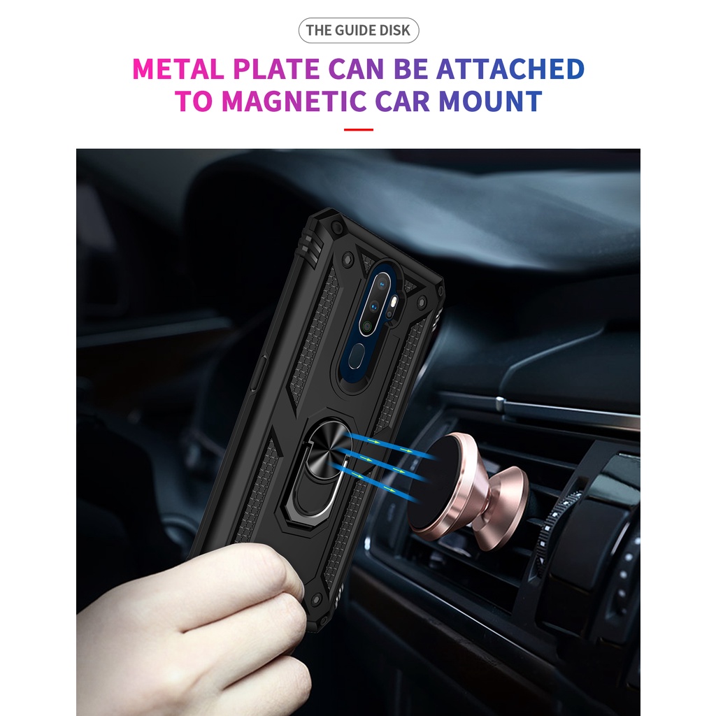 เคสโทรศัพท์มือถือ โลหะ ทนทาน พร้อมขาตั้ง สําหรับ OPPO A5 A9 2020 A7 A5s A5 A3s A12 AX7 AX5s - รูปที่ 2