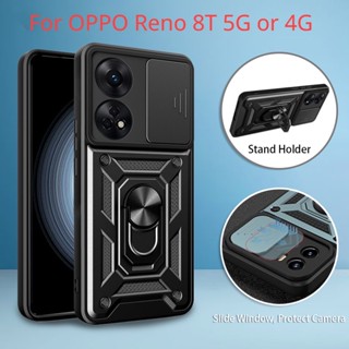 เคสมือถือ แบบนิ่ม พร้อมแหวนขาตั้ง กันกระแทก สําหรับ OPPO Reno 8T Reno8T Reno8 T 8 T 4G 2023