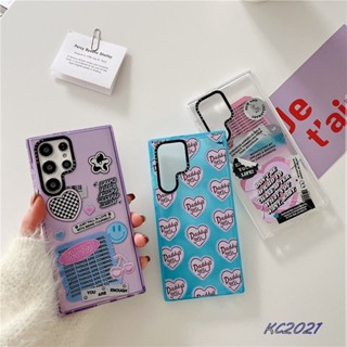 CASETIFY ใหม่ เคสโทรศัพท์มือถือ TPU นิ่ม แบบใส กันกระแทก ลายสติกเกอร์ The New【Topgirl studio】สีชมพู สําหรับ Samsung Galaxy S23 Ultra Plus S22 Ultra S20 S21 Ultra Plus S20+