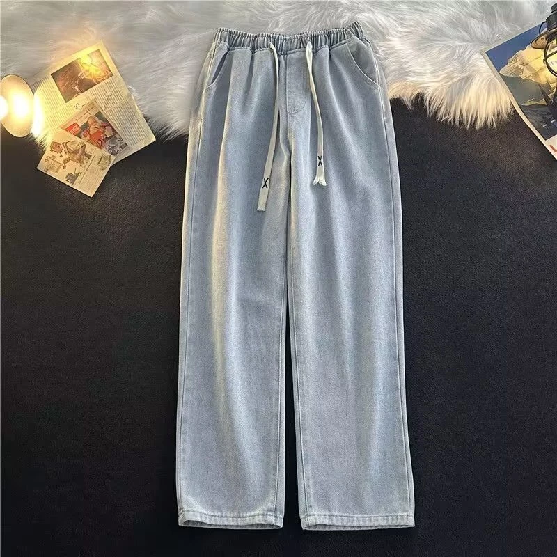 MNO.9 Jeans 5080 กางเกงยีนส์ขายาวชาย เอวยืด มีเชือกรูด ทรงหลวม thumbnail 8