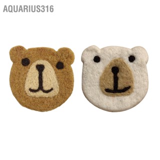 Aquarius316 ที่รองแก้ว ผ้าวูล ลายหมีน่ารัก กันลื่น สําหรับตกแต่งกาแฟ