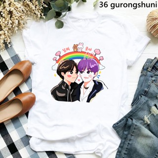 2023 New Style Kpop T Shirt Femme Rainbow Stray Kids Letter Print Tshirt WomenS Clothing   Music Lover Korean Styl_07