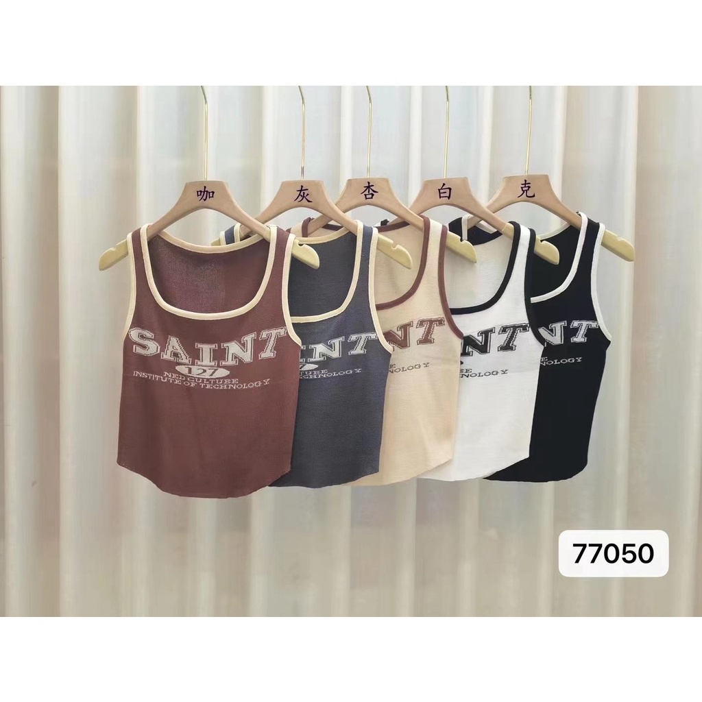 (CF0595) เสื้อกล้ามไหมพรม ลาย Saint (77050)