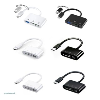 【seve*】5 In 1 อะแดปเตอร์ชาร์จ Type-C USB TF SD Card Reader OTG Hub Micro USB อเนกประสงค์ สําหรับ MacBooks โทรศัพท์