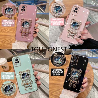 เคส Vivo V20 Pro Case Silicone Liquid Quicksand Astronaut Bracket Stand Soft Cover Phone Cases เคสซิลิโคน ของเหลว ทรายดูด นักบินอวกาศ ขาตั้ง นิ่ม เคสโทรศัพท์